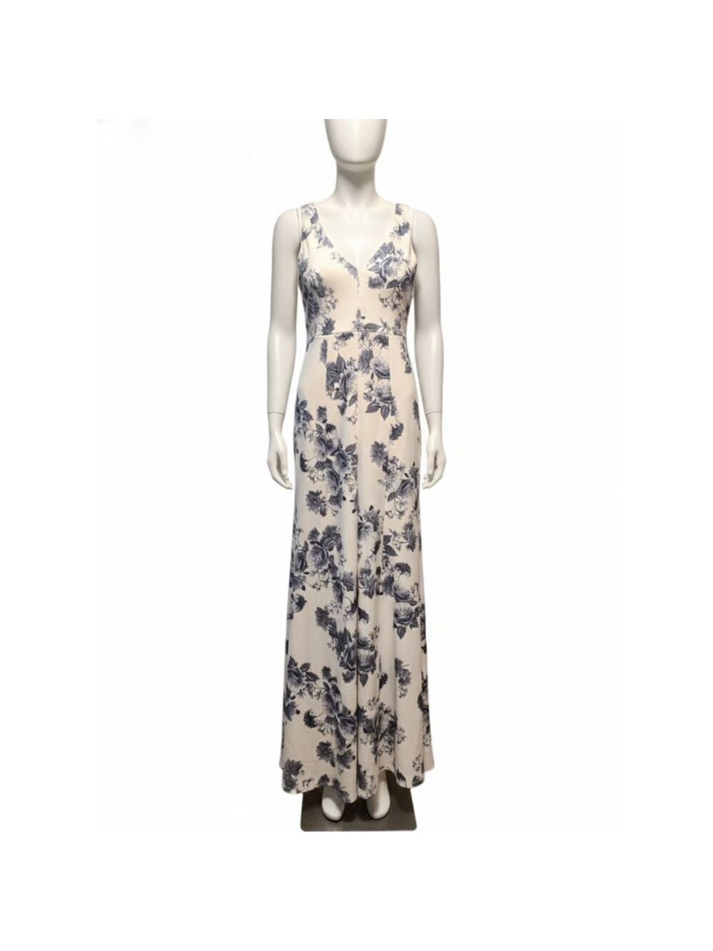 B Smart Juniors 9 Beige Blue Floral Maxi Dress